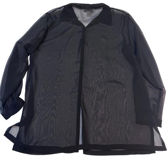 Norton McNaughton Sheer Black Button-Up Blouse | Size XL - Picture 6 of 6
